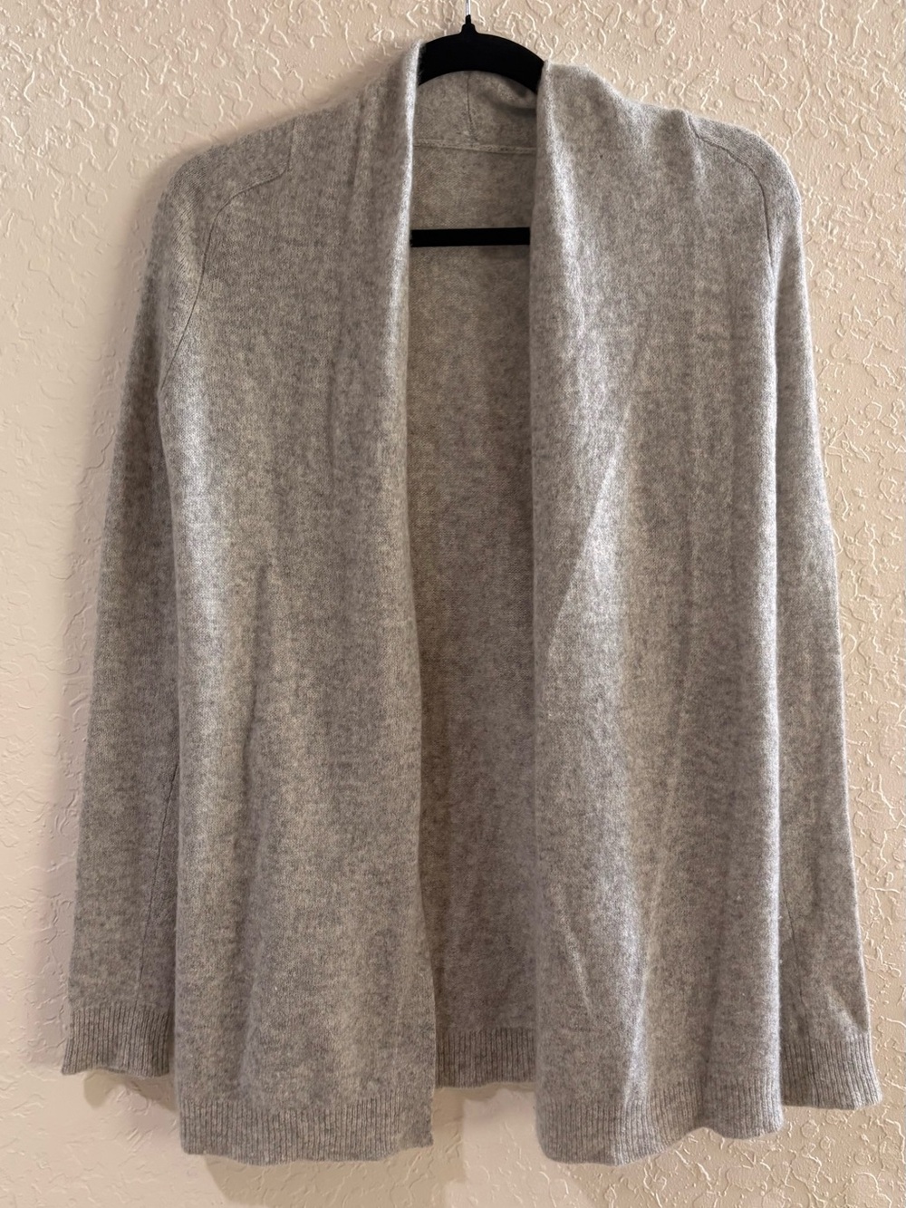 Light Gray Cotton Cashmere Blend Open Front Cardigan Size S - Picture 2 of 5